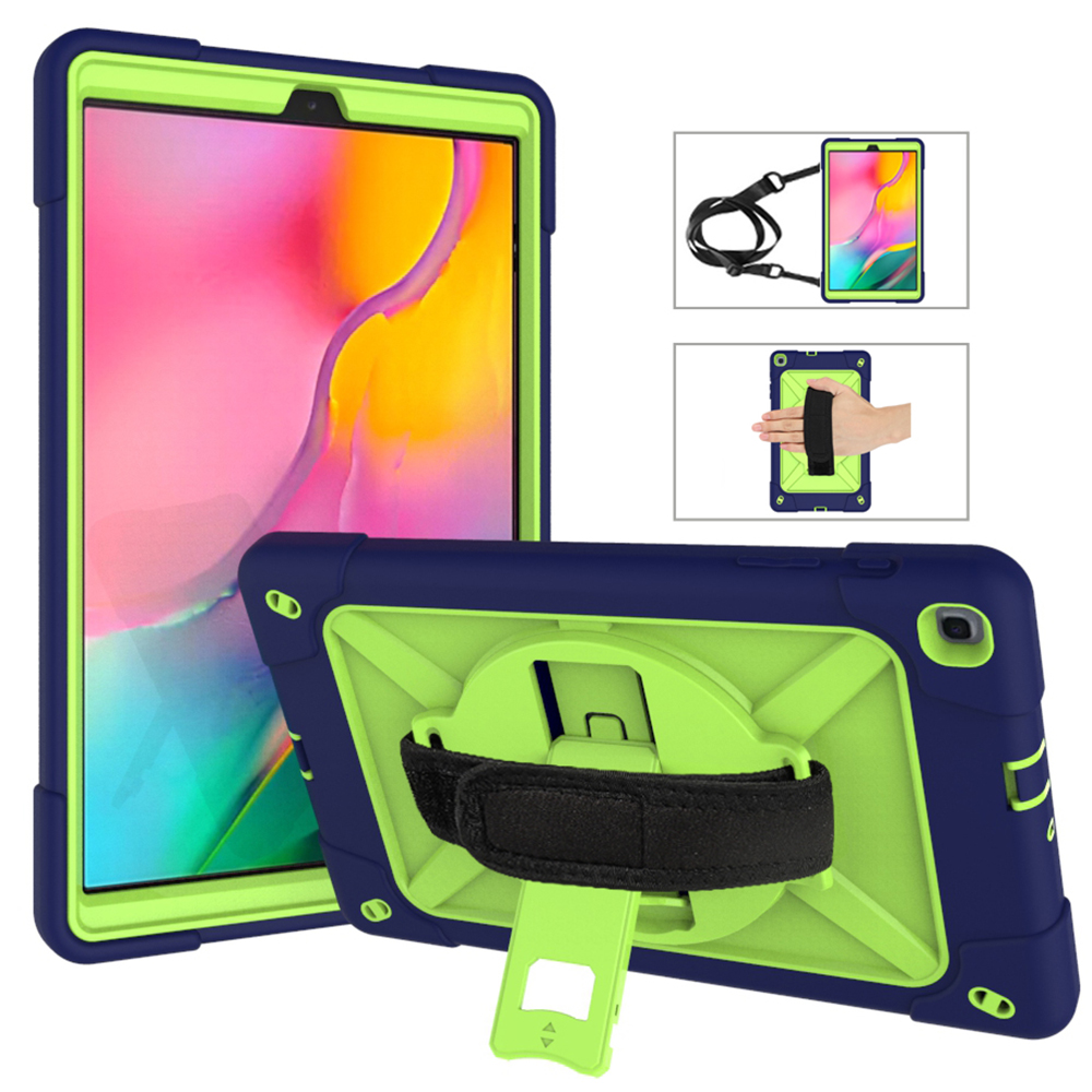 เคส Samsung Galaxy Tab A 10.1 (2019) SM-T510/T515 #เคสฝาหลังกันกระแทก 360 Degree Rotary Kickstand PC + Silicone มีสายคล้องมือ มีสายคล้องไหล่