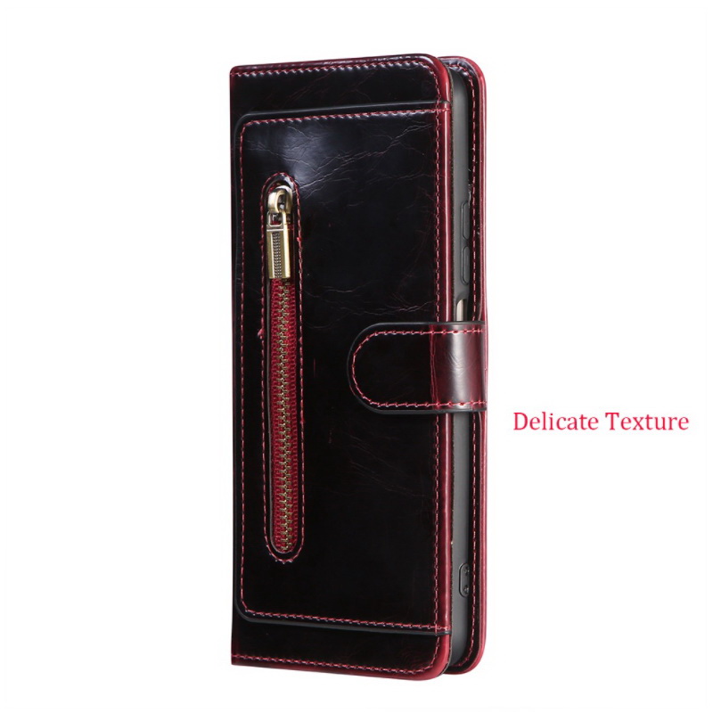 เคส Samsung Galaxy S22 5G #เคสฝาพับแบบกระเป๋าสตางค์ Magnetic Flip Wallet Bracket Leather Lattice TPU Phone Case
