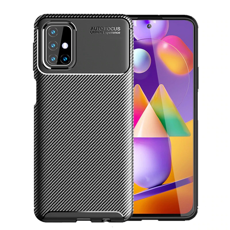 เคส Samsung Galaxy M51 #เคสฝาหลังนิ่ม Carbon Fiber Anti-drop TPU Protection