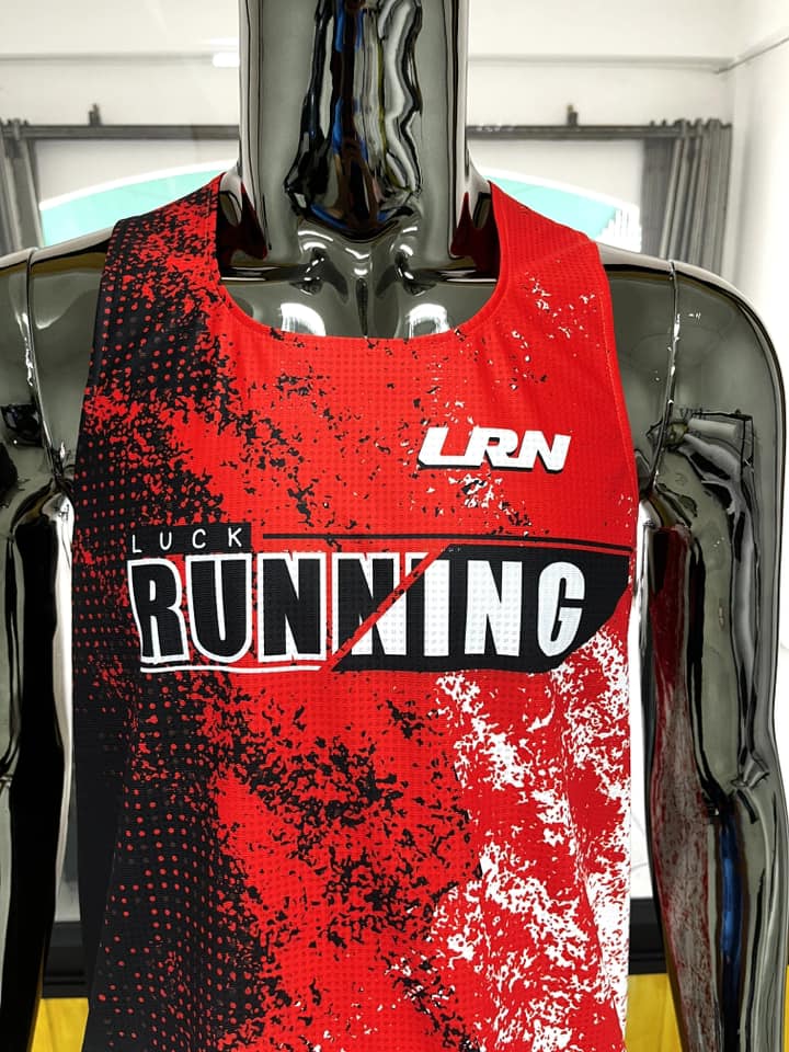 เสื้อวิ่งพิมพ์ลาย LRN เนื้อผ้า Micro square สำหรับวิ่งมาราธอน (MS08_1)