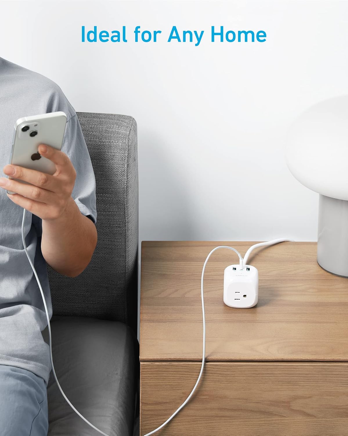 Anker® 321 Power Strip with 3 Outlets & USB Charging 5 ft Extension Cord Model: 9135 แองเคอร์ อะแดปเตอร์ รางปลั๊กไฟ