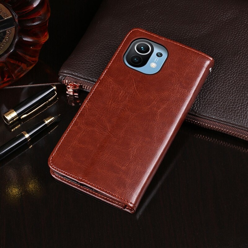 เคส Xiaomi Mi 11 #เคสฝาพับแบบกระเป๋าสตางค์หนัง PU ผิวหนังม้า Crazy Horse
