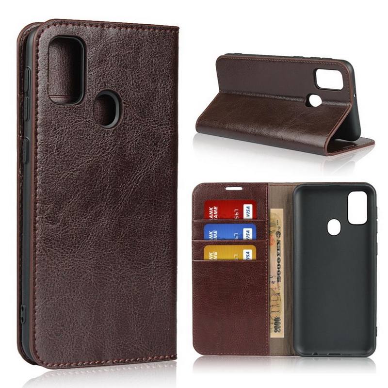 Case Samsung Galaxy M21 #เคสฝาพับหนังแท้แบบกระเป๋าสตางค์คุณภาพดี Crazy Horse Genuine Leather Cover