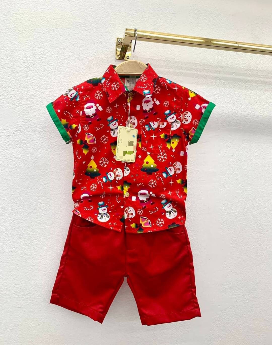 ชุดเด็กSetเสื้อกับกางเกง ลายซานต้า