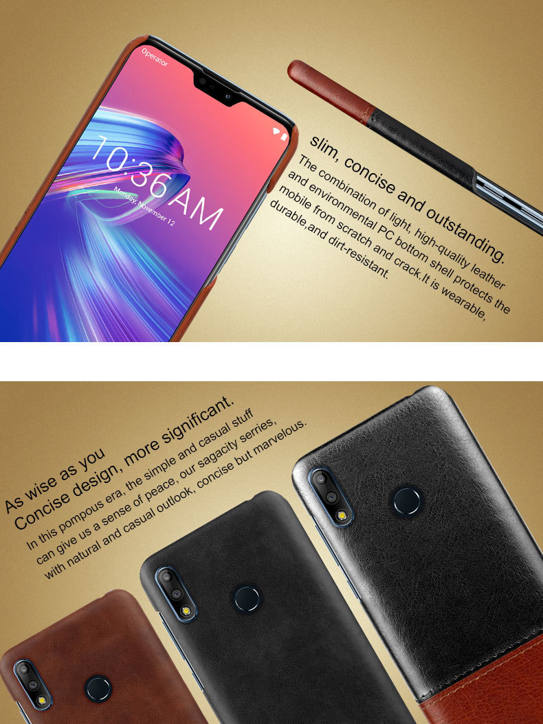 Case Asus Zenfone Max Pro (M2) ZB631KL #เคสฝาหลังพลาสติกเคลือบหนัง PU IMAK Ruiyi Series