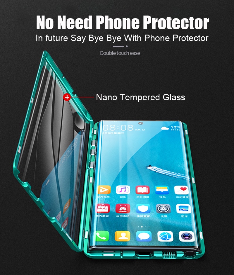 เคส Samsung Galaxy Note 10 #เคสฝาครอบกระจกขอบโลหะดูดซับแม่เหล็ก Fully Protection Magnetic Adsorption Glass Metal Phone Protective