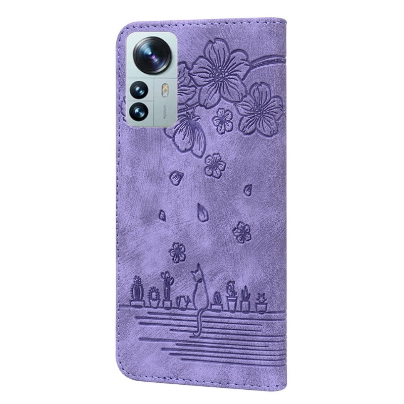 เคส Xiaomi 12 #เคสฝาพับปกหนัง PU ลายดอกไม้พร้อมช่องใส่บัตร พับวางตั้งได้สไตล์แบบกระเป๋าสตางค์