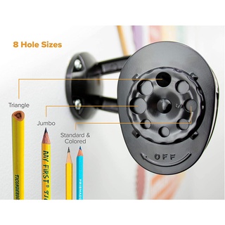 BOSTITCH® Manual Pencil Sharpener, Black (MPS1-BLK) Metal Antimicrobial เครื่องเหลาดินสอ 8 รู แบบใช้มือหมุน