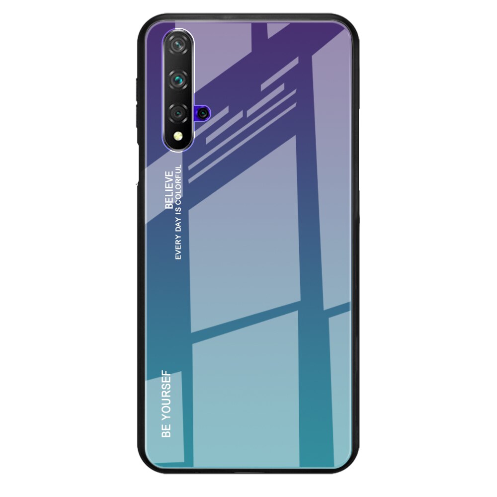 Case Huawei Nova 5T #เคสฝาหลัง Gradient Color Glass + PC + TPU Hybrid Case