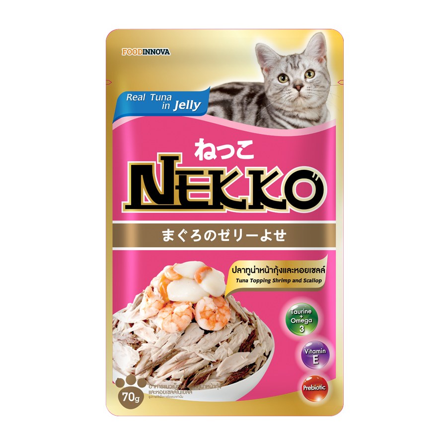 Nekko(เนกโกะ) เปียกซอง รสทูน่า+กุ้ง+หอยเชลล์