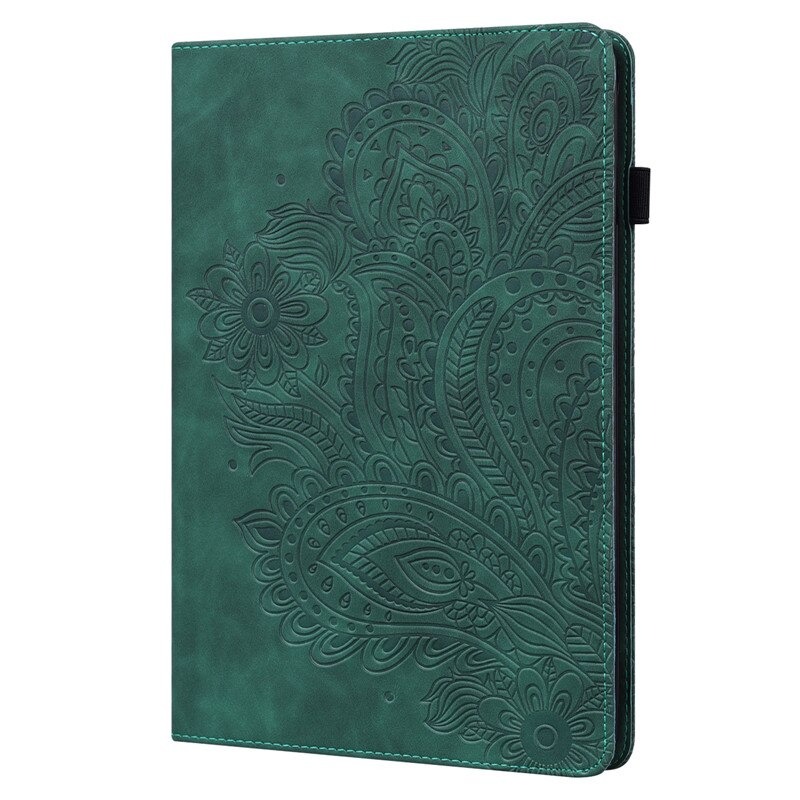 เคส Samsung Galaxy Tab S6 Lite 10.4 SM-P610 P615 P617 #เคสแบบฝาพับหนัง PU พิมพ์ลาย 3D Flower Embossed Tablet Flip Stand Soft TPU Back