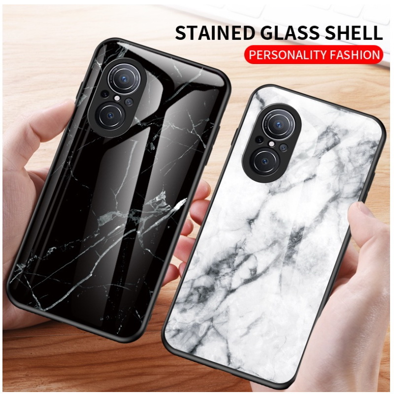 Case Huawei Nova 9 SE #เคสฝาหลัง Gradient Color ลายหินอ่อน Glass + PC + TPU Hybrid Case