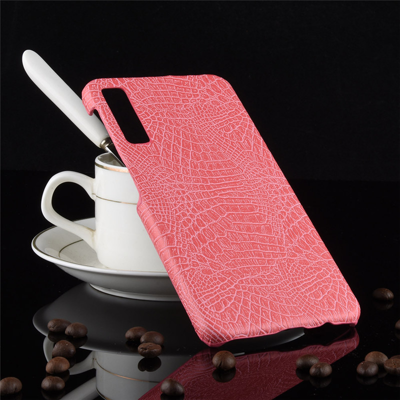 Case Samsung Galaxy A7 (2018) #เคสฝาหลังพลาสติกแข็งเคลือบหนัง PU ลายผิวหนังจระเข้