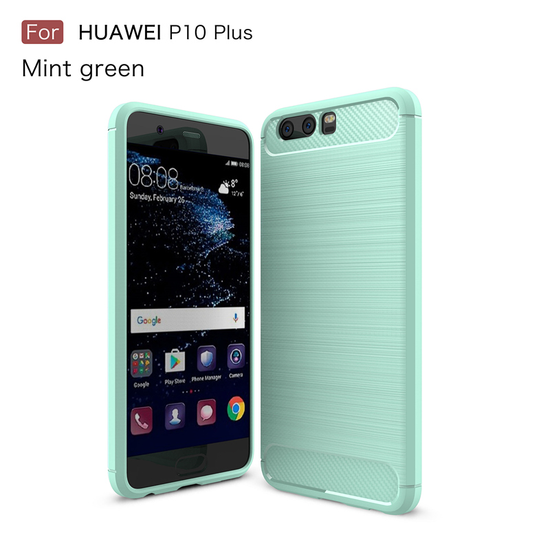 เคส Huawei P10 Plus #เคสTPU +Carbon Fibre Brushed สีดำ - พร้อมส่ง