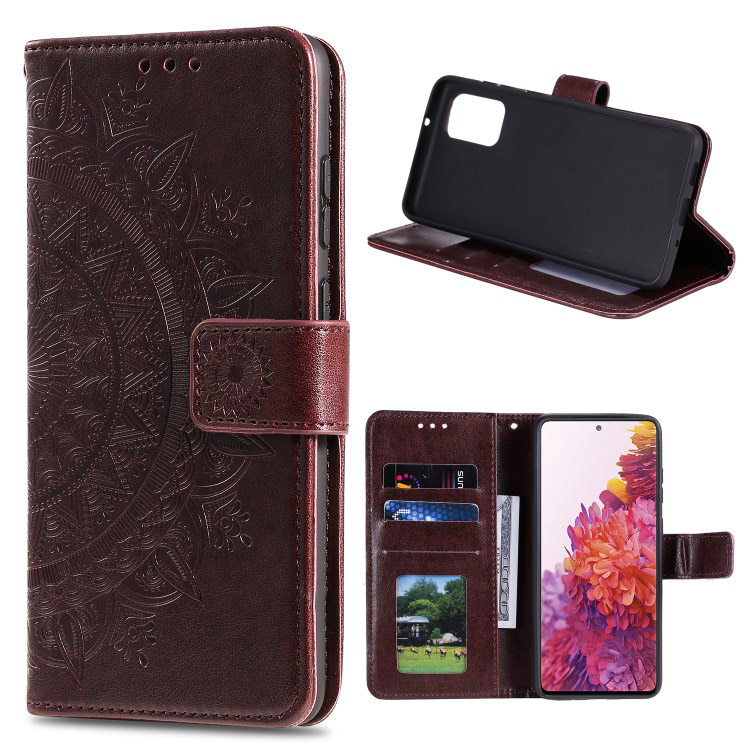 เคส Samsung Galaxy S20+ #เคสฝาพับหนัง PU ปั้มลาย Imprint Mandala Flower