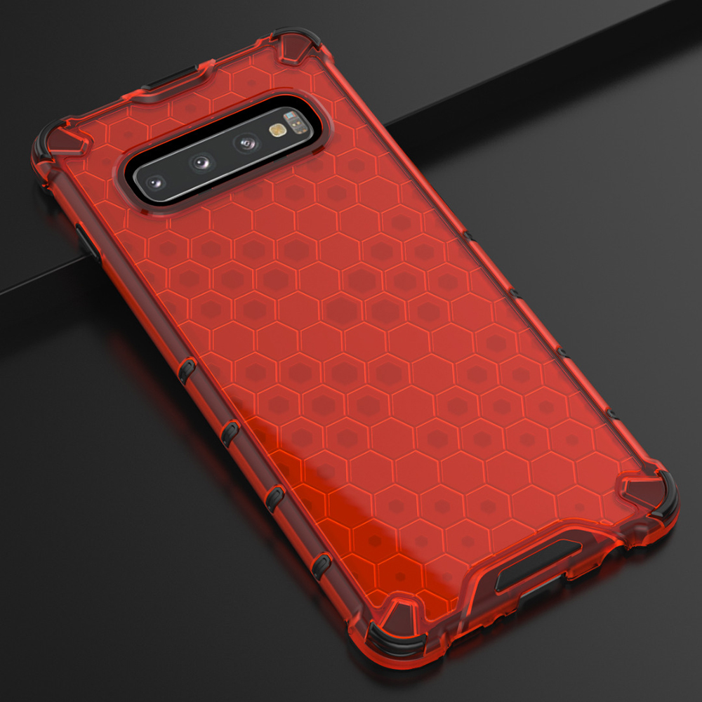 Case Samsung Galaxy S10+#เคสฝาหลังกันกระแทก Honeycomb Shock Absorber TPU + PC + Silicone Hybrid