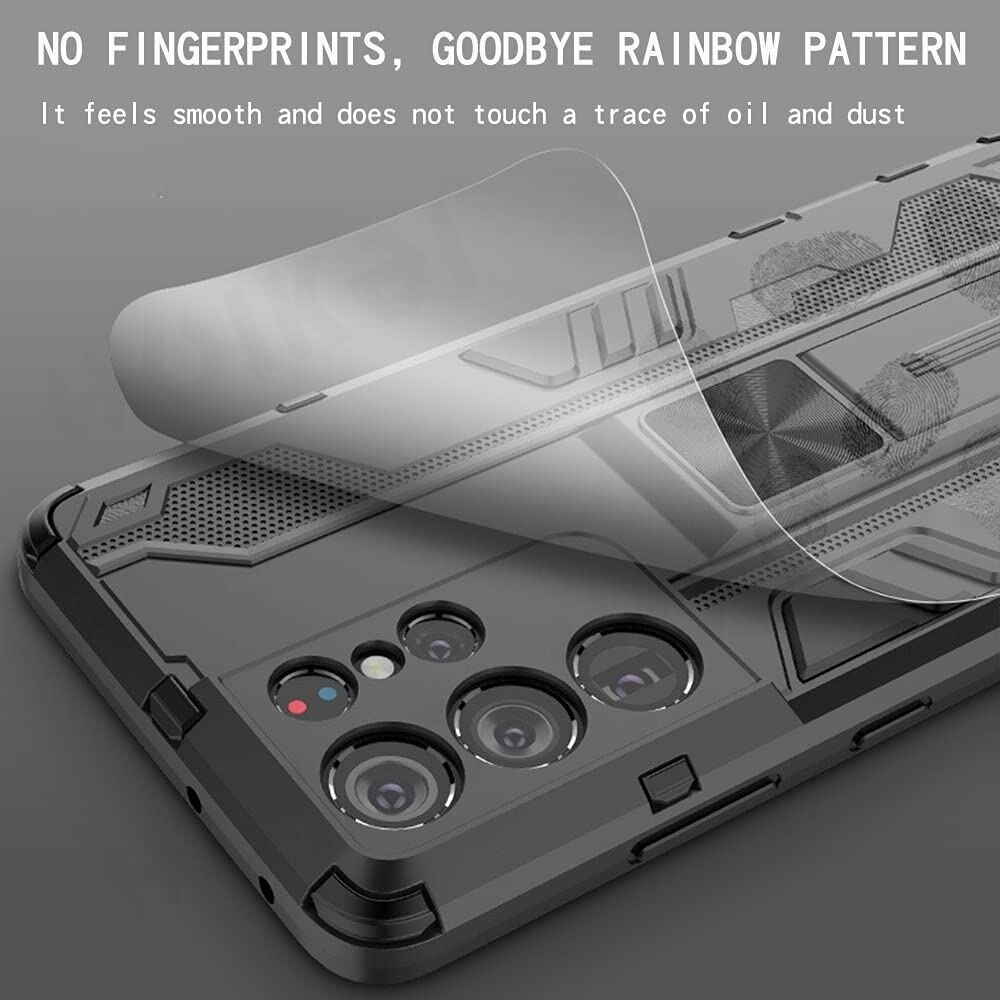 เคส Samsung Galaxy S22 Ultra 5G #เคสฝาหลังพลาสติก ไฮบริด TPU + Kickstand Case Armor Stlye TPU Soft Rubber
