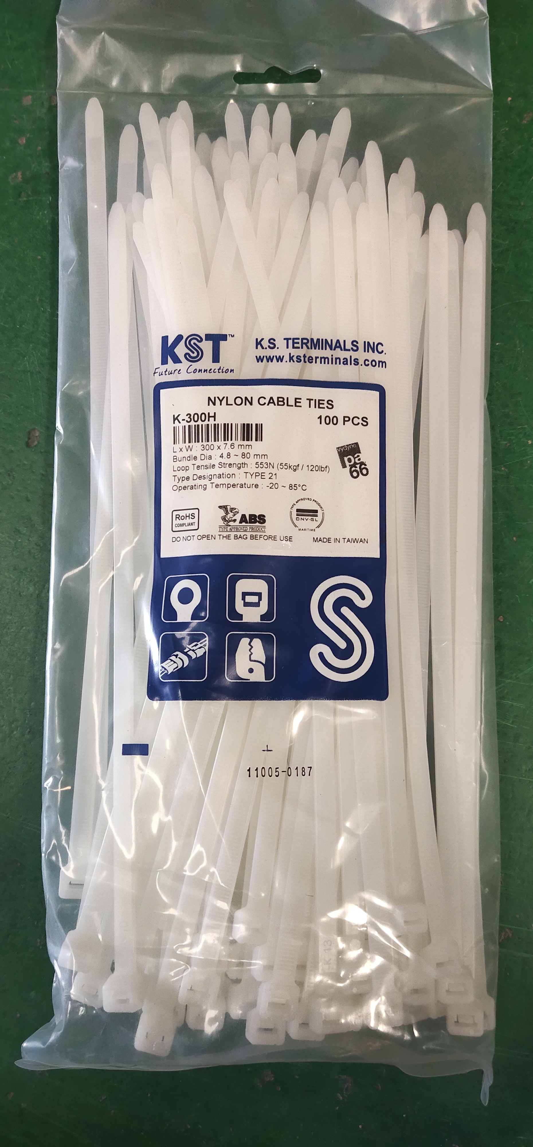 เคเบิ้ลไทร์ 12 นิ้วขาว300x 7.6mm