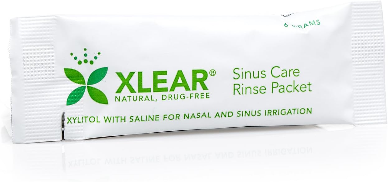 40% Sale!!! Exp.10/25 Xlear® Natural Saline Rinse Packets Fast Relief with Xylitol 50 Count แพ็คเก็ตล้างจมูก น้ำเกลือธรรมชาติ พร้อมขวดบีบ