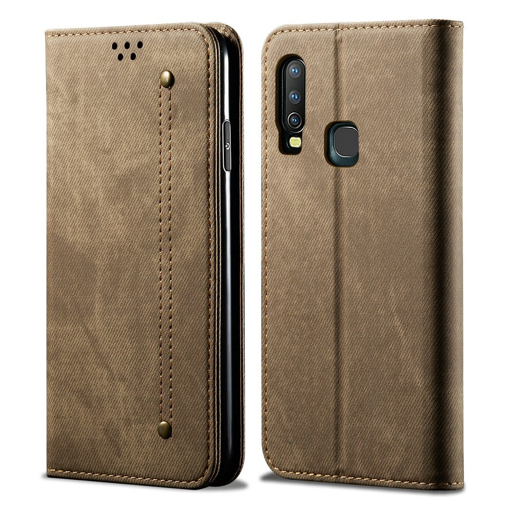 Case Vivo Y17 #เคสฝาพับสไตล์ย้อนยุคผิวผ้ายีนส์แบบกระเป๋าสตางค์