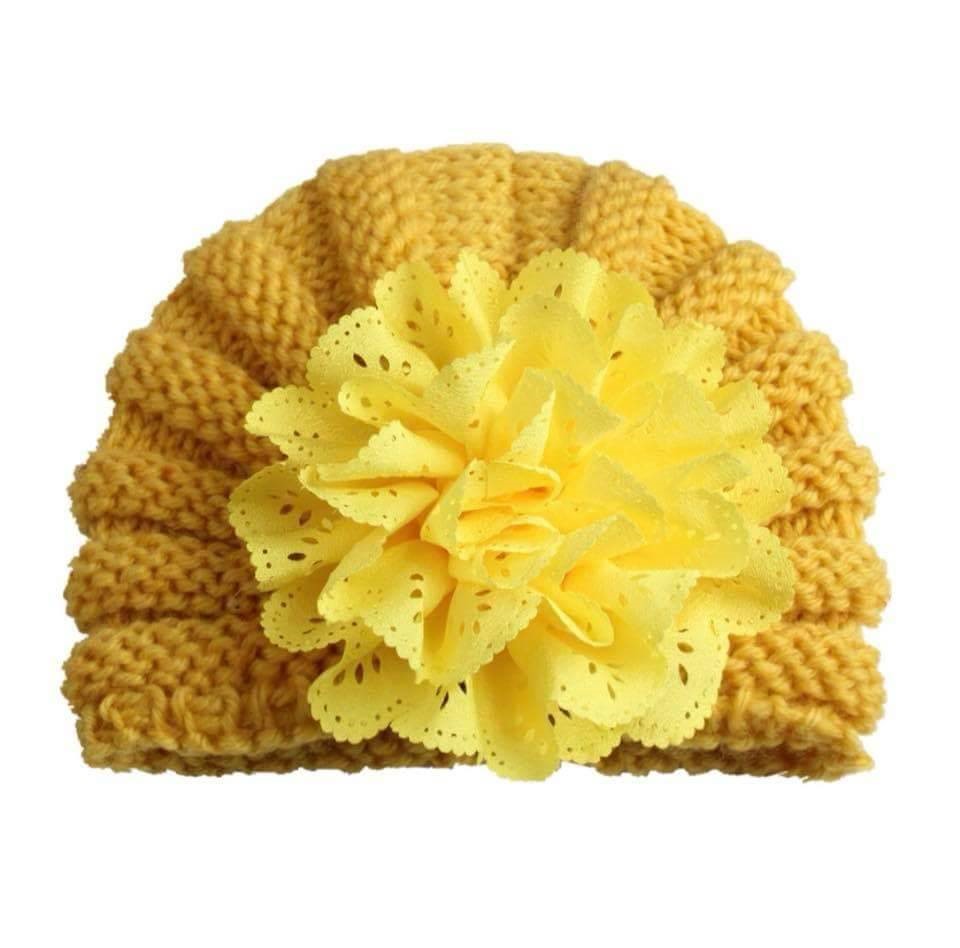 หมวกไหมพรมเด็กน้อย ดอกใหญ่ไฮโซ