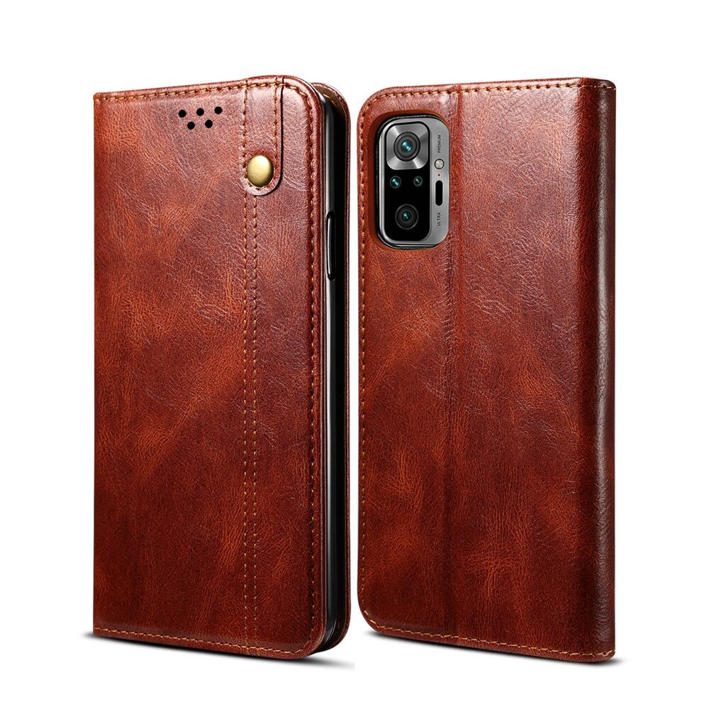 เคส Redmi note 10 Pro #เคสแบบฝาพับหนัง PU ผิวหนังม้า Waxy Crazy Horse Texture TPU + PU Leather Case Cover