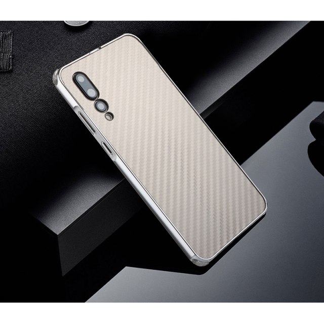 เคส Huawei P20 Pro #เคสฝาหลังกรอบโลหะ Electroplated + ฝาหลังพลาสติกผิวคาร์บอนไฟเบอร์