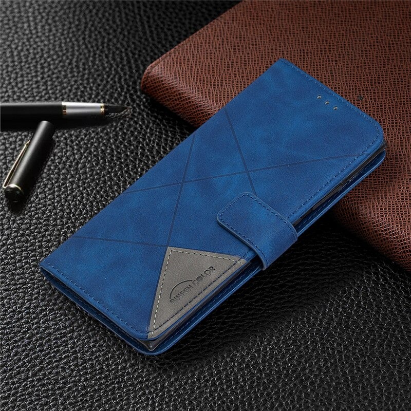 เคส Samsung Galaxy A42 5G #เคสฝาพับหนัง PU มีช่องเสียบ ID บัตรอื่นๆในตัว Geometric Pattern Leather Card Holder Protective