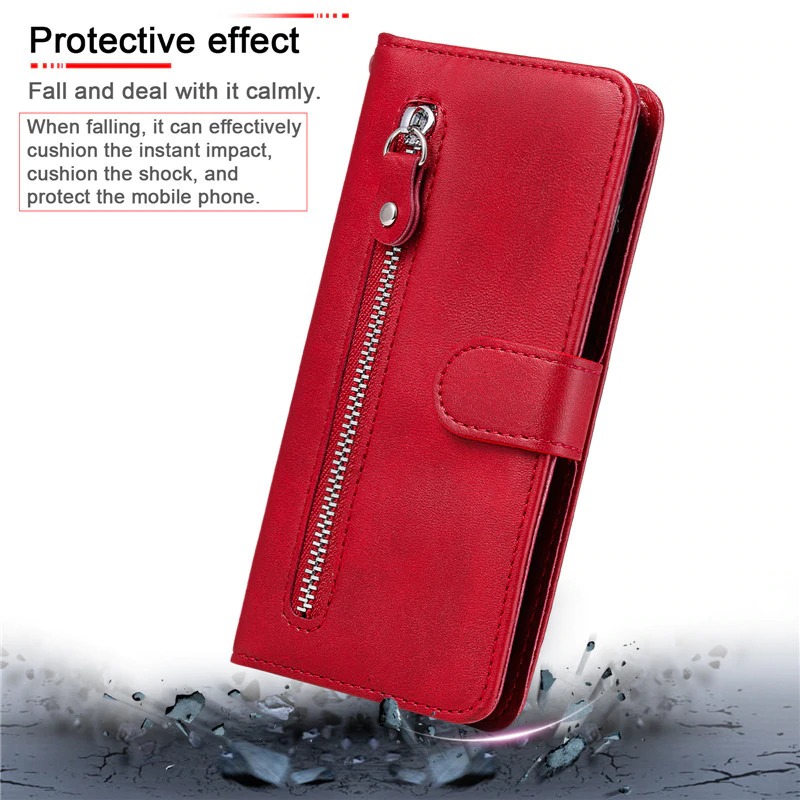 เคส Xiaomi Mi 10T Pro #เคสฝาพับแบบกระเป๋าสตางค์มีช่องด้านหน้า Zipper Pocket Leather Wallet Stand