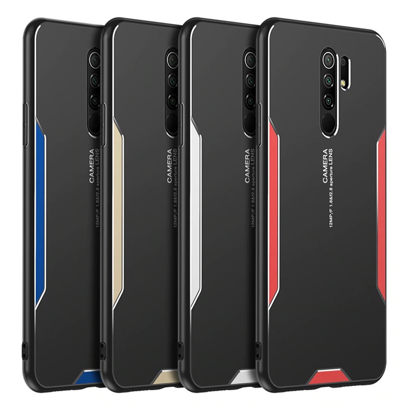 เคส Redmi 9 #เคสฝาหลังไฮบริด Metal +TPU Shockproof metal back plate Phone Back Cover