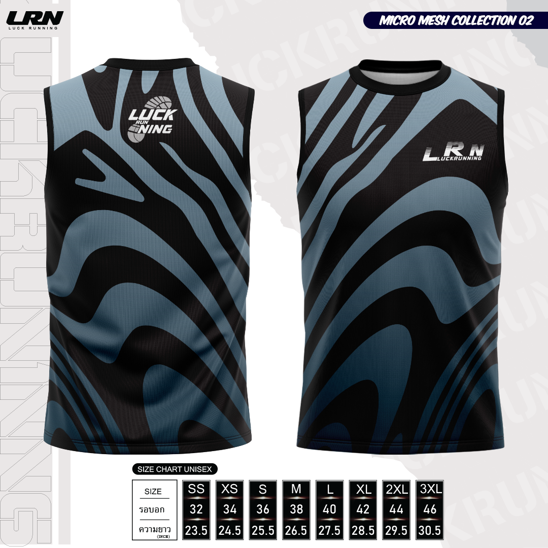 เสื้อวิ่งพิมพ์ลายแขนกุด LRN Collection 02 เนื้อผ้า Micro Mesh สำหรับวิ่งมาราธอน (MM12-02)