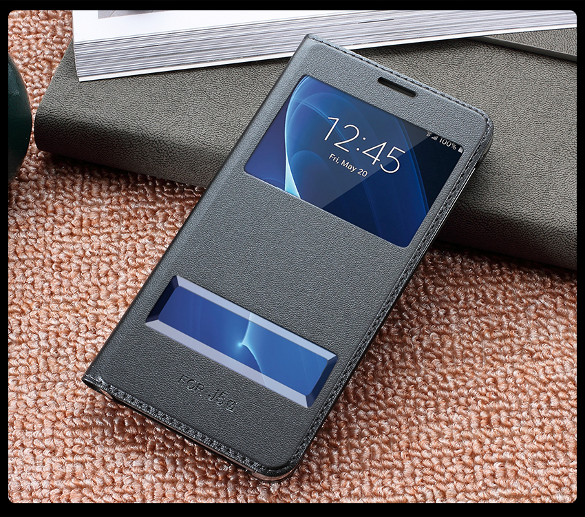 เคส Samsung Galaxy J7 (2016) #เคสฝาพับ 2 ช่องวิว Double Window Leather คุณภาพดี