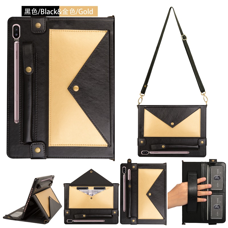 Case Samsung Galaxy Tab S6 SM-T860 SM-T865 #เคสฝาพับหนัง PU รูปแบบซองจดหมายสีประกบมีที่เก็บปากกาและสวมนิ้ว Color Splicing Envelop Style Wallet Leather Case with Pen Pouch
