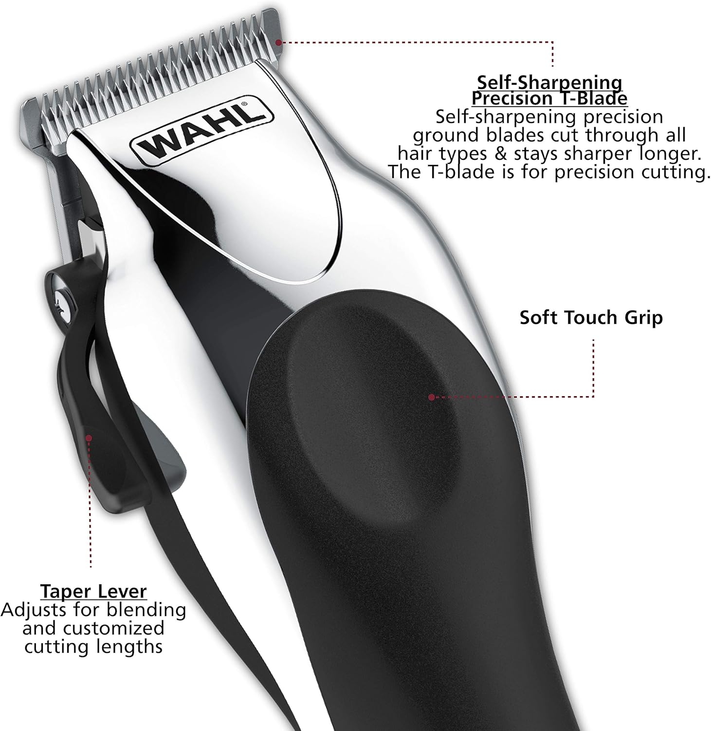 WAHL® Deluxe Chrome Pro Haircutting Kit with Trimmer รุ่น 79524-5201 ชุดปัตตาเลี่ยนตัดแต่งผม และที่กันจอน มีคุณภาพ