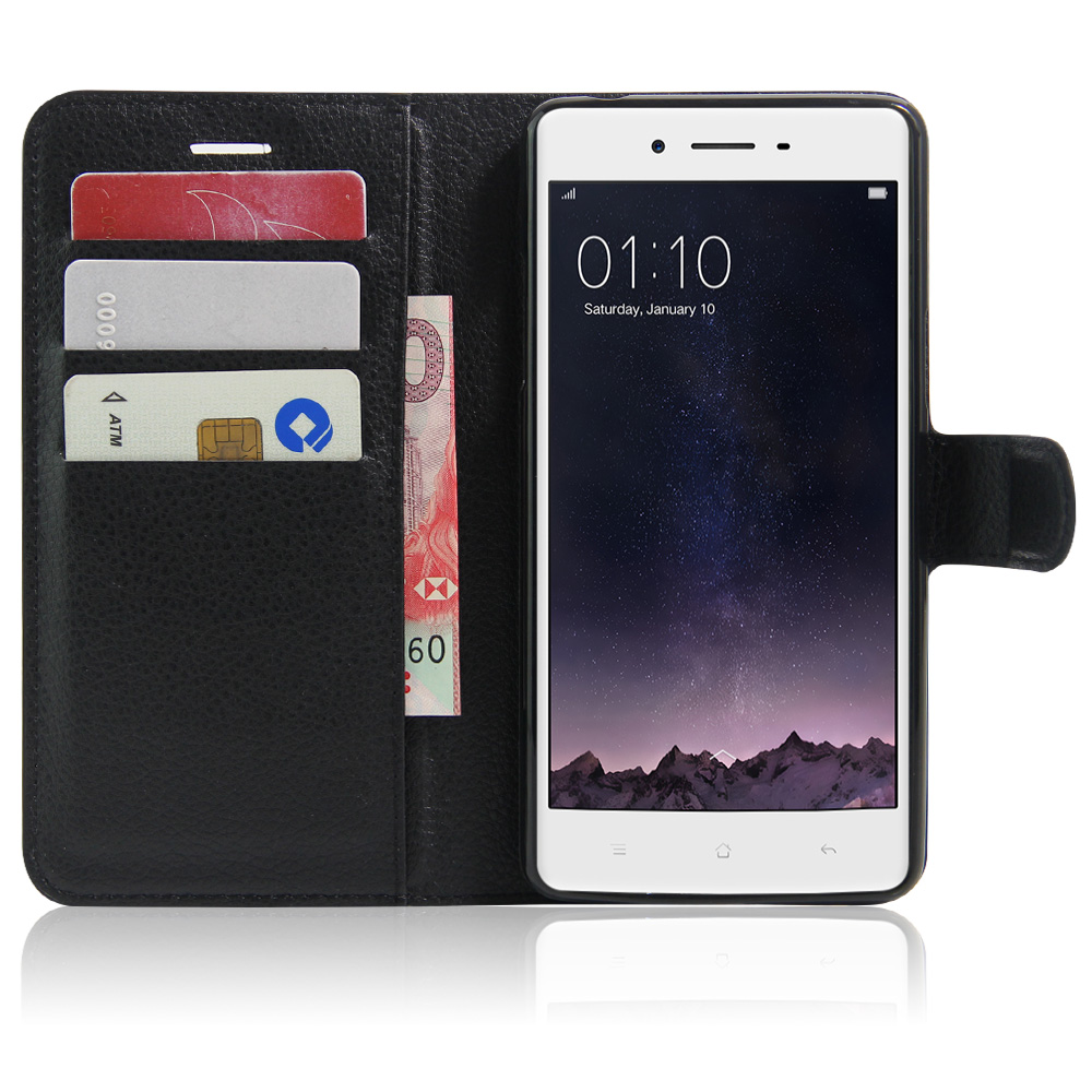 Case OPPO F1 /A35 #เคสฝาพับสไตล์กระเป๋าสตางค์หนัง PU ผิวลิ้นจี่สีสันสวยงามทันสมัย