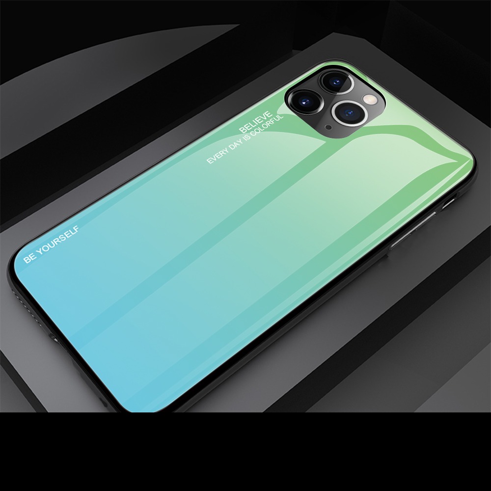 เคส iPhone 13 #เคสฝาหลัง Gradient Color Glass + PC + TPU Hybrid Case