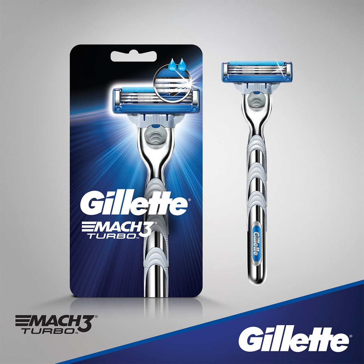 (Pre Order) Gillette® Mach3 Turbo™ Men's Razor Handle + Blade Refills ชุดมีดโกน ยิลเลตต์ มัคทรี เทอร์โบ
