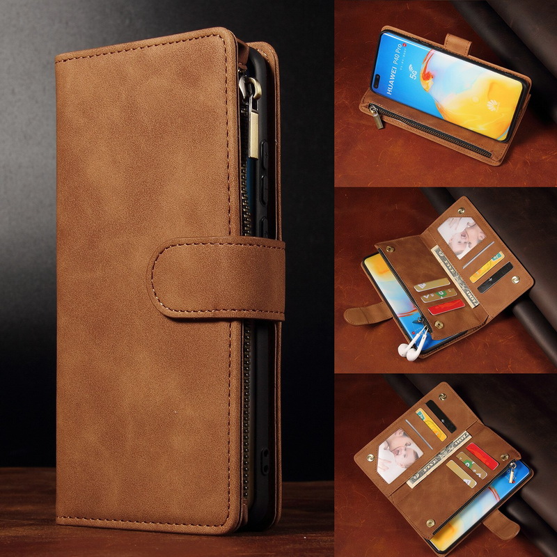 Case Huawei Y7p #เคสฝาพับหนัง PU แบบกระเป๋าสตางค์มีที่เก็บบัตรหลายช่อง Retro Wallet Leather Cover Multi Cards Stand