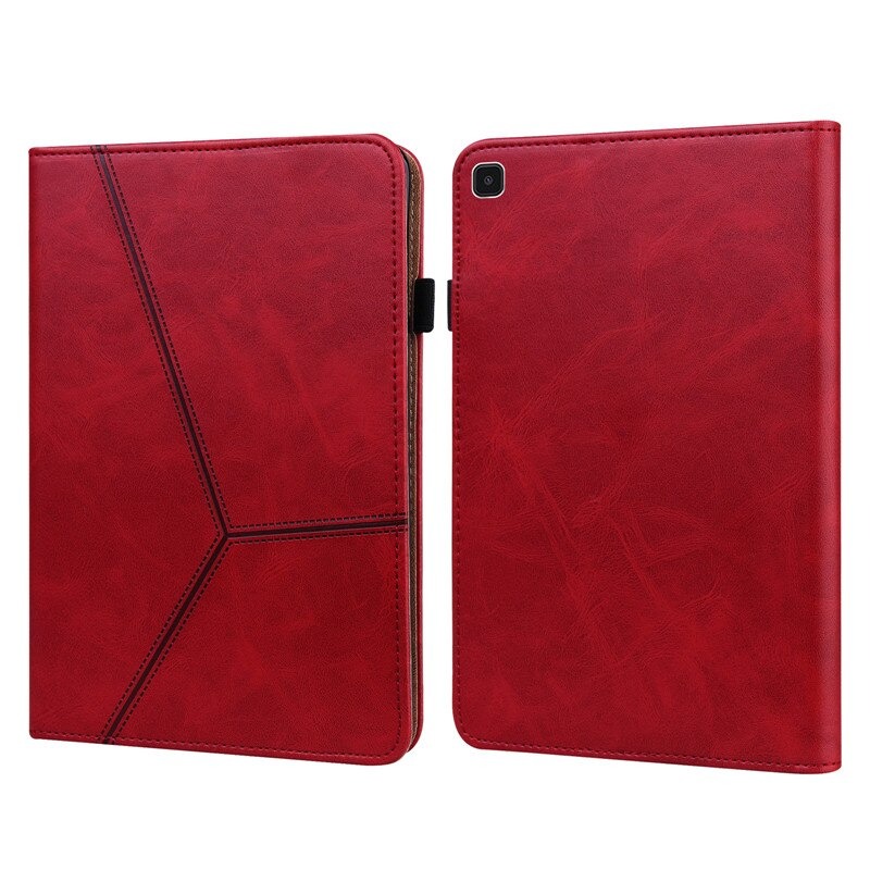 เคส Samsung Galaxy Tab A7 Lite 8.7" (T220,T225) #เคสฝาพับหนัง PU มีช่องใส่บัตรปกเย็บลายเส้น Stitching Line Design Solid Color Leather Tablet Stand Cover with Card Holder