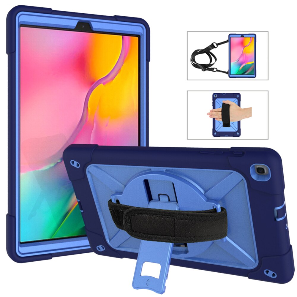 เคส Samsung Galaxy Tab A 10.1 (2019) SM-T510/T515 #เคสฝาหลังกันกระแทก 360 Degree Rotary Kickstand PC + Silicone มีสายคล้องมือ มีสายคล้องไหล่