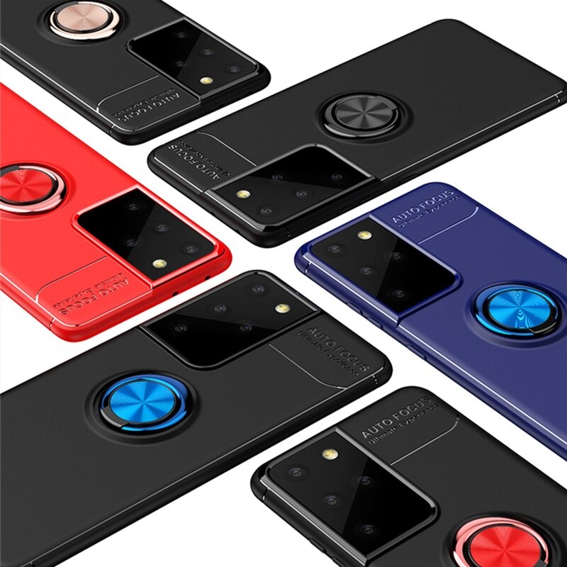 เคส Samsung Galaxy S21 Ultra 5G #เคสฝาหลัง TPU Finger Ring Kickstand (แผ่นโลหะแบบ Built-in)