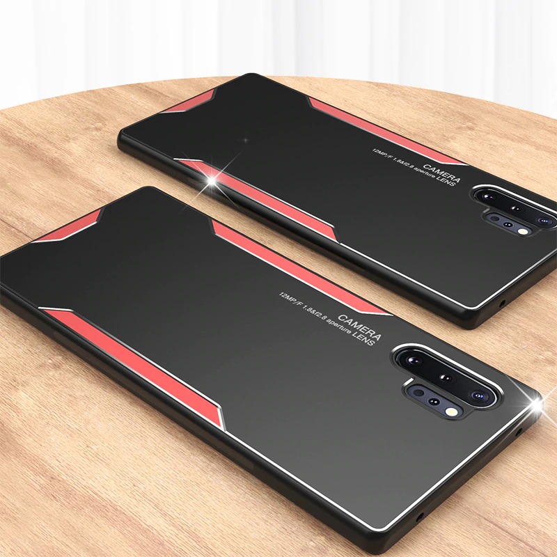 เคส Samsung Note 10+ #เคสฝาหลังไฮบริด Metal +TPU Shockproof metal back plate Phone Back Cover