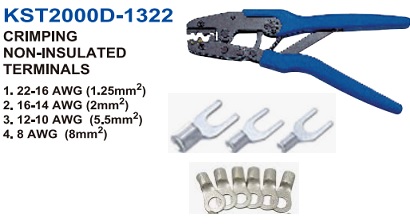 คีมย้ำหางปลาเปลือย หัวตัวยู แบบมือย้ำ (Hand Crimping tool) รุ่น KST2000D-1322 ยี่ห้อ KST