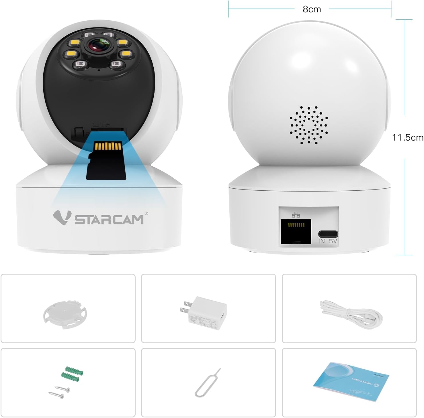 Vstarcam ใหม่ล่าสุด Vstarcam กล้องวงจรปิดกล้องใช้ภายใน รุ่นCS49 ความละเอียด3ล้านพิกเซล พูดโต้ตอบได้/ไวไฟในตัว ขาว