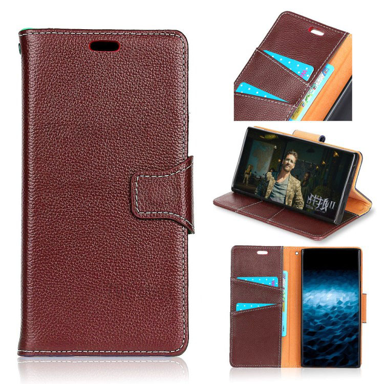 เคส Nokia 8 #เคสหนังแท้ Litchi Skin Stand Wallet เคสสไตล์กระเป๋าสตางค์หนังแท้ผิวลิ้นจี่คุณภาพพรีเมี่ยม