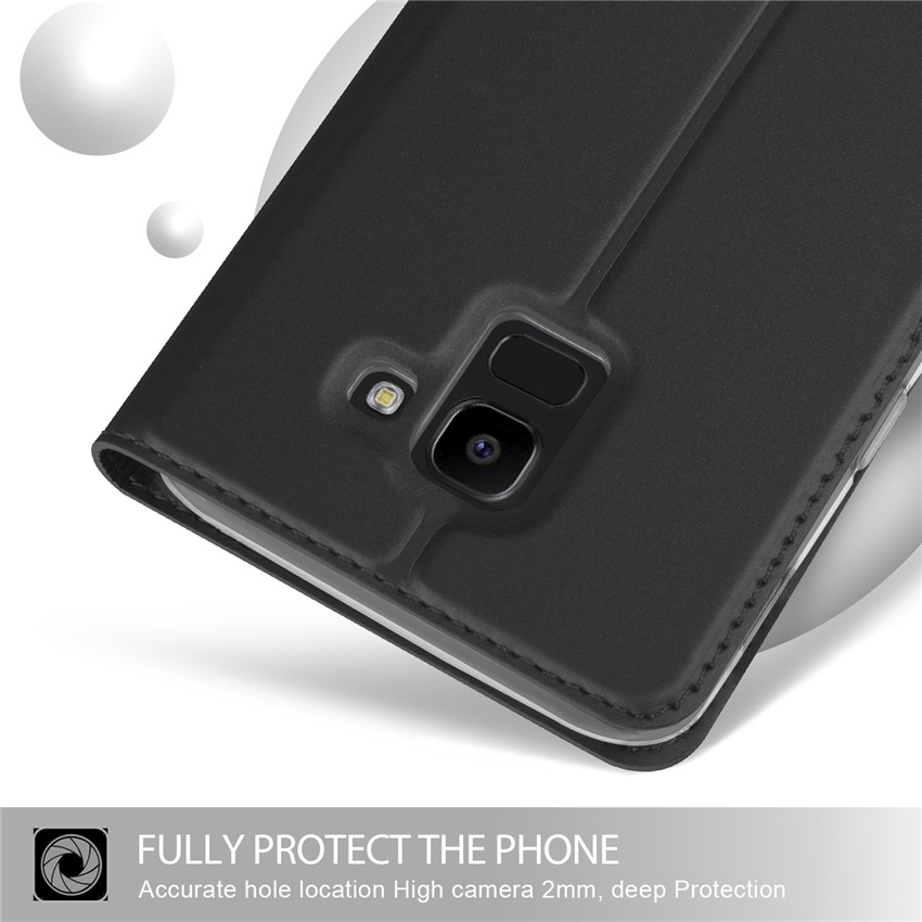 เคส Samsung Galaxy J6 (2018) #เคสฝาพับ Auto-absorbed Magnetic Stand Leather มีช่องเสียบบัตร
