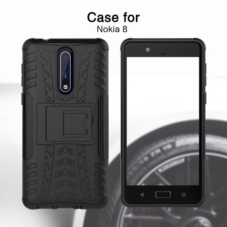 Case Nokia 8 #เคสแข็งรูปแบบยางรถยนต์ Hybrid PC+TPU สีสันสวยงามทันสมัย