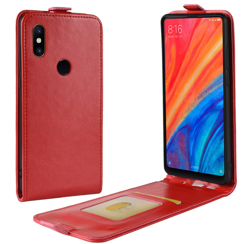 เคส Xiaomi Mi Mix 2s #เคสฝาพับหนัง PU ผิวหนังม้าแนวตั้ง Crazy Horse Vertical Leather