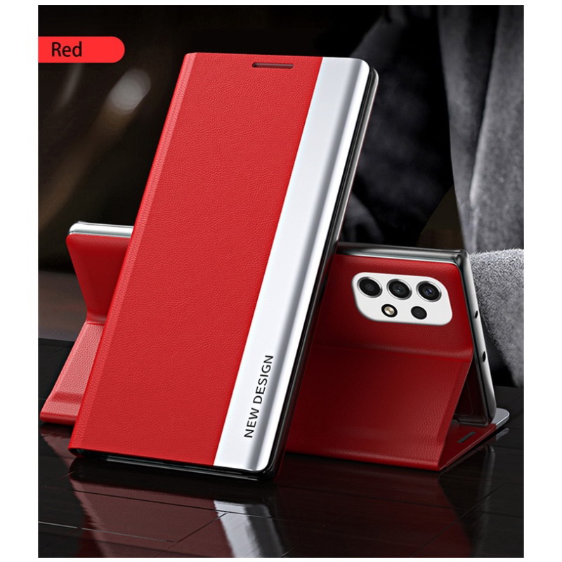 Case Samsung Galaxy A32 5G #เคสฝาพับผิวเคลือบหนัง PU ปิดแม่เหล็ก Bracket Flip Cover Leather Magnetic