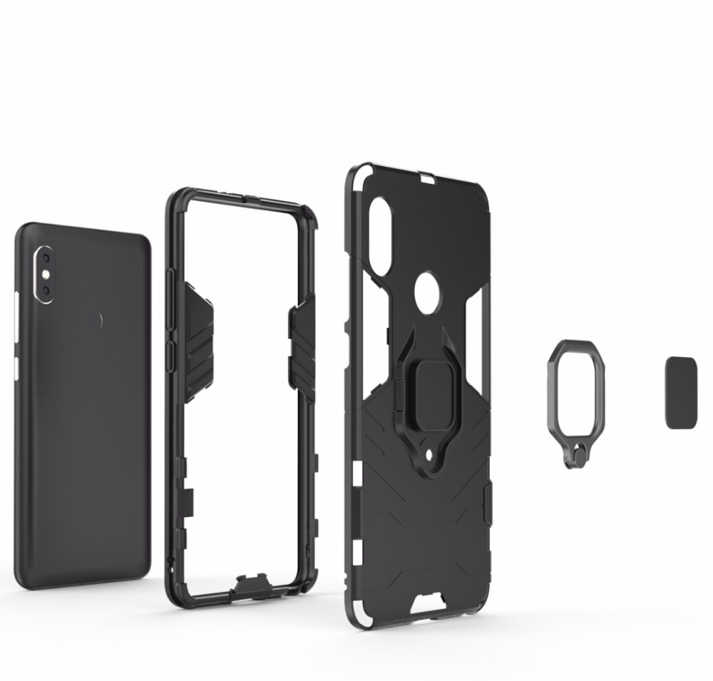 เคส Xiaomi Redmi Note 6 Pro #เคสฝาหลังพลาสติกแข็ง +TPU Hybrid Case มีแหวนสวมนิ้วโลหะ